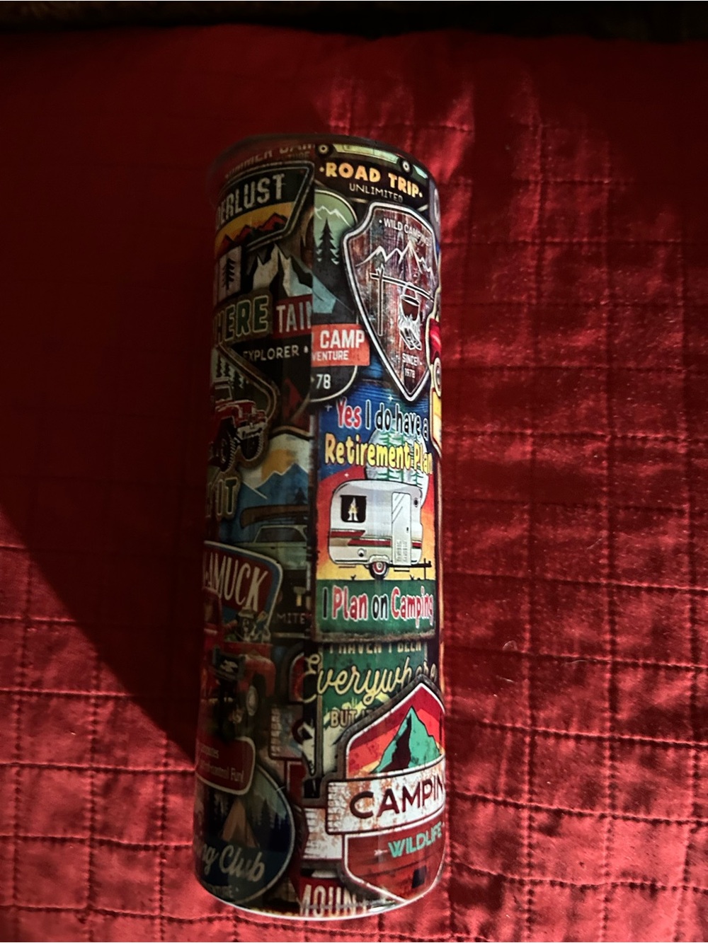 Segura , Camping  Tumbler - thermos ,Vintage Road Trip Graphics